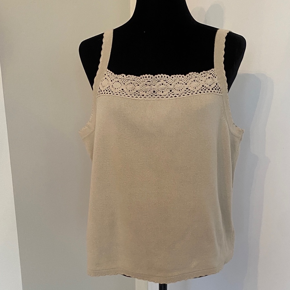 COTTON Tan Lace Camisole Top Size X-Large